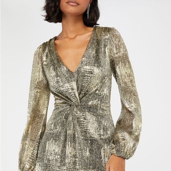 MONSOON Vanessa Midi Twist Dress Gold - Picture 3 of 16